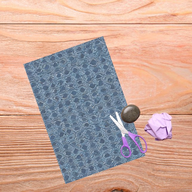 Mousseline Papier de tissus géométrique bleu (Créateur téléchargé)