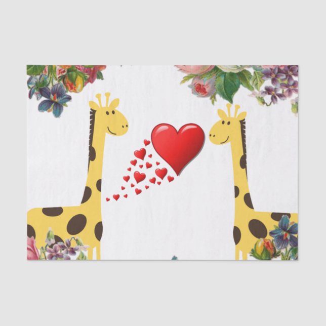 Mousseline Papier de tissus Giraffe florale (Recto)
