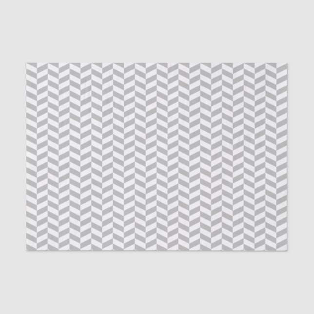 Mousseline Papier de tissus gris et blanc à chevrons (Recto)