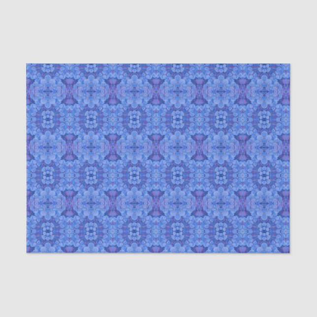 Mousseline Papier de tissus - Hydrangées bleues (Recto)