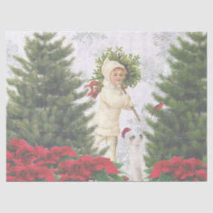 Mousseline Papier de tissus Jack Russell Red Poinsettias
