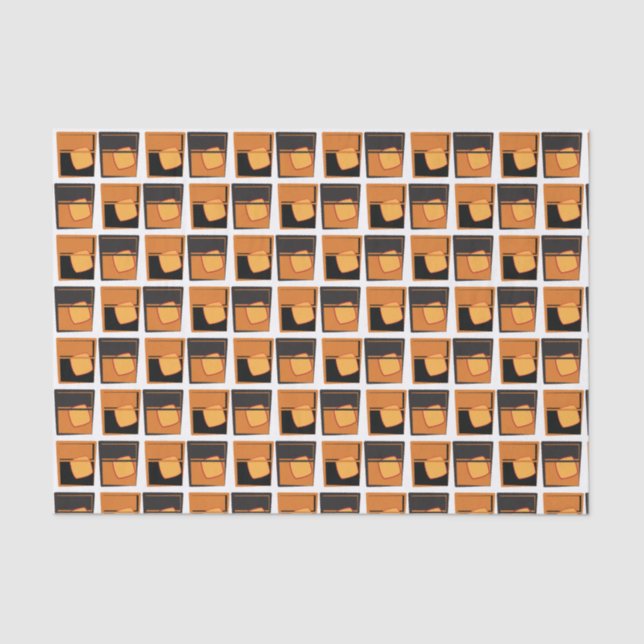 Mousseline Papier de tissus - Lunettes de whisky or et noir (Recto)