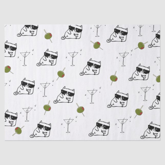 Mousseline Papier de tissus Martini Cat (Recto)