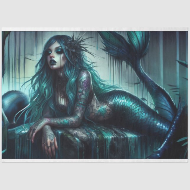 Mousseline Papier de tissus Mermaid Goth (Recto)