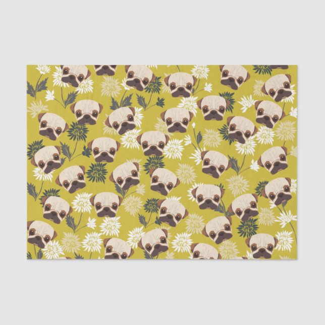 Mousseline Papier de tissus mignons Carlins (Recto)