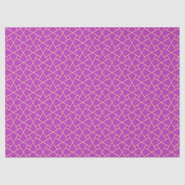 Mousseline Papier de tissus Motif islamique violet et or (Recto)