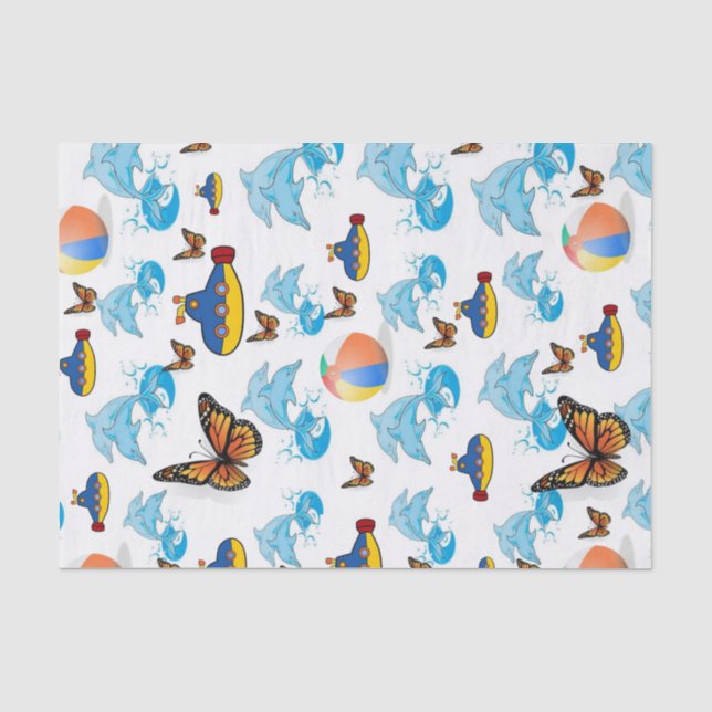 Mousseline Papier de tissus papillon Dolphin (Recto)