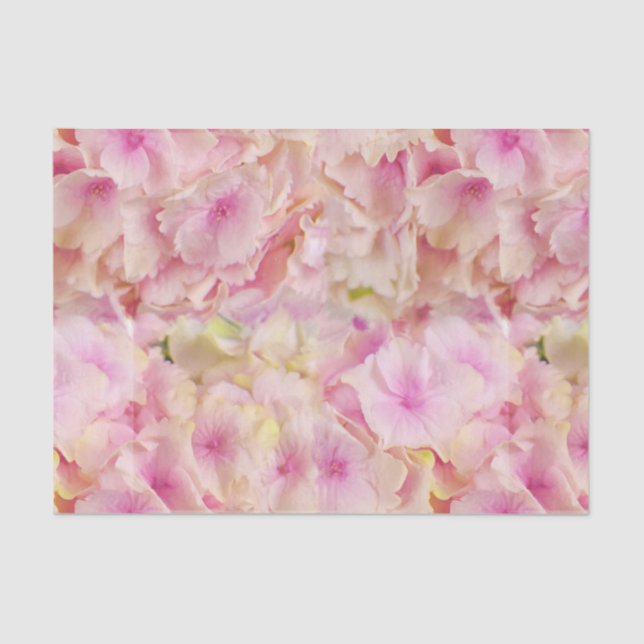 Mousseline Papier de tissus Pastel Pink Hydrangeas (Recto)