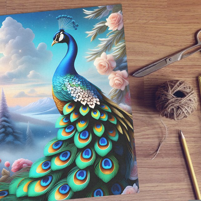 Mousseline Papier de tissus Peacock pour l'art Imaginaire pou (🌹🦚 Winter's Magic: Fantasy Art Peacock Tissue Paper! ❄️)