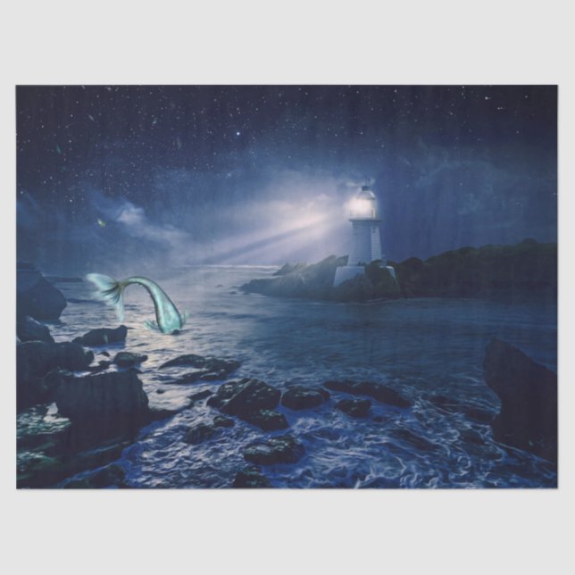 Mousseline Papier de tissus phare et sirène (Recto)