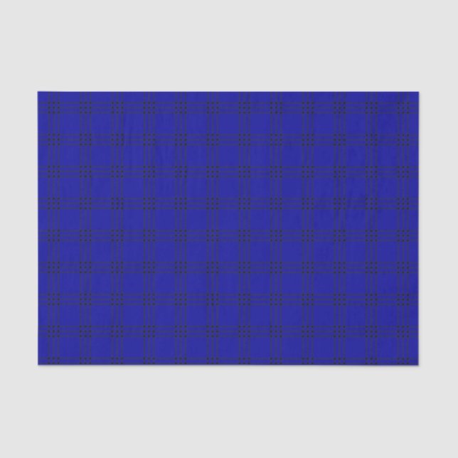 Mousseline Papier de tissus plaid noir et bleu moderne (Recto)