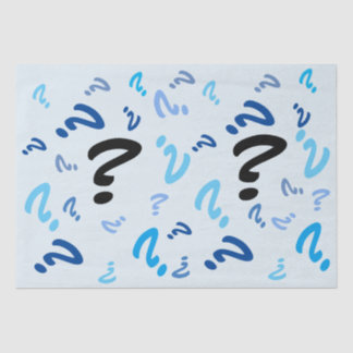 Mousseline Papier de tissus - Points d'interrogation en bleu