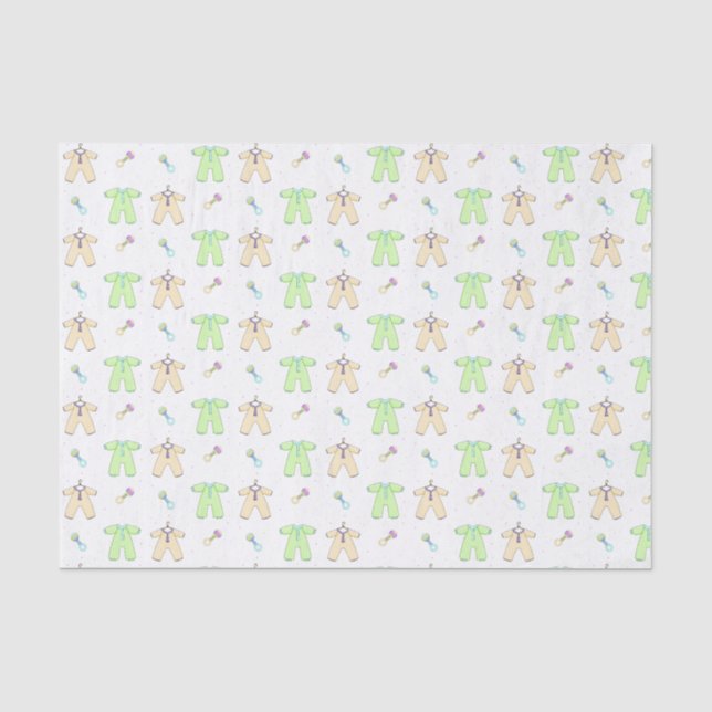 Mousseline Papier de tissus pour bébé jaune et vert (Recto)