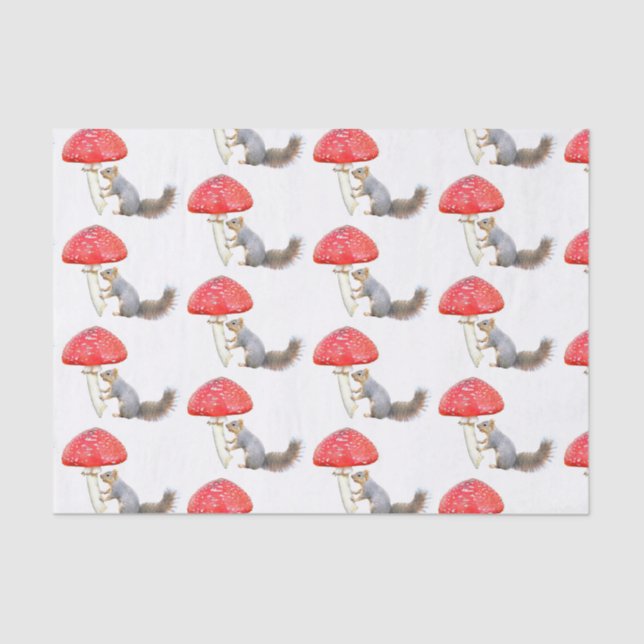 Mousseline Papier de tissus pour champignon rouge écureuil (Recto)