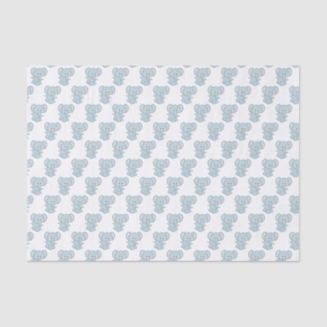 Mousseline Papier de tissus pour éléphants bleu bébé (Recto)