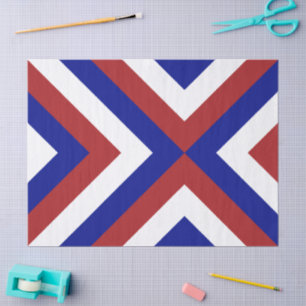 Mousseline Papier de tissus Red, White et Blue Chevrons