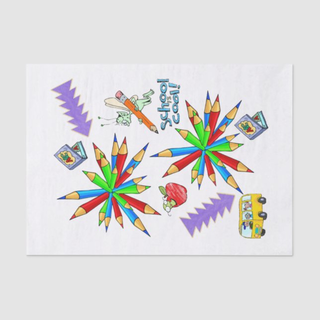 Mousseline Papier de tissus Retour à l'école est Cool (Recto)