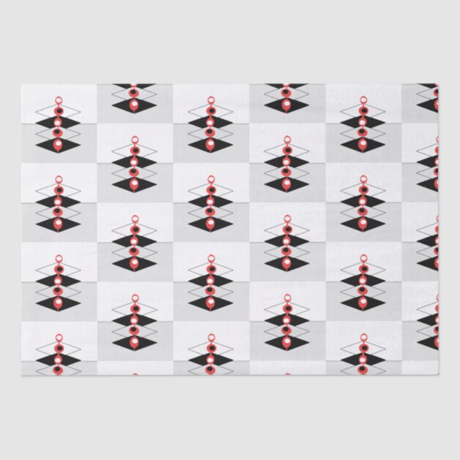 Mousseline Papier de tissus Retro Atomic Art Baubles & Planes (Recto)