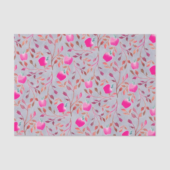 Mousseline Papier de tissus rose Apple Orchard (Recto)