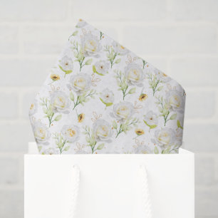 Mousseline Papier de tissus Roses blanches