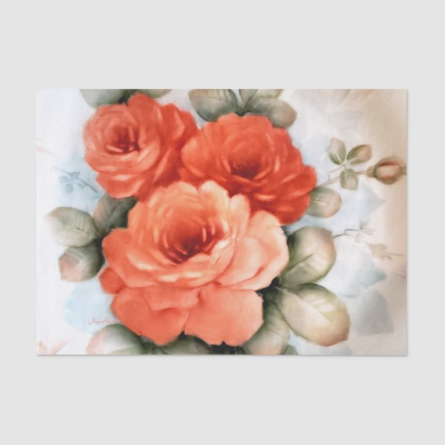 Mousseline Papier de tissus Roses de corail (Recto)