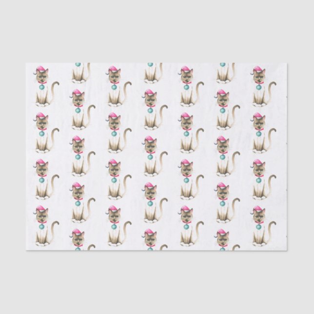 Mousseline Papier de tissus Samiese Cat Christmas (Recto)