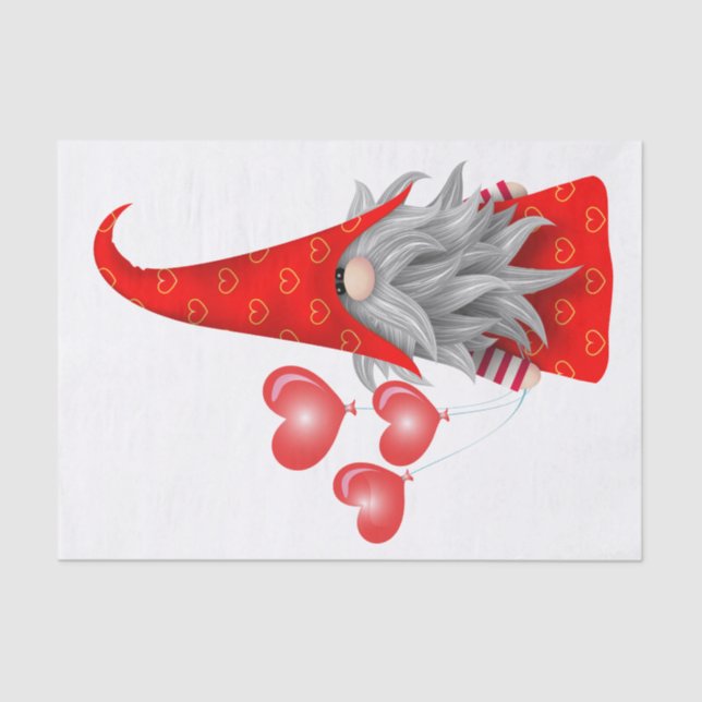 Mousseline Papier de tissus Valentine Gnome (Recto)