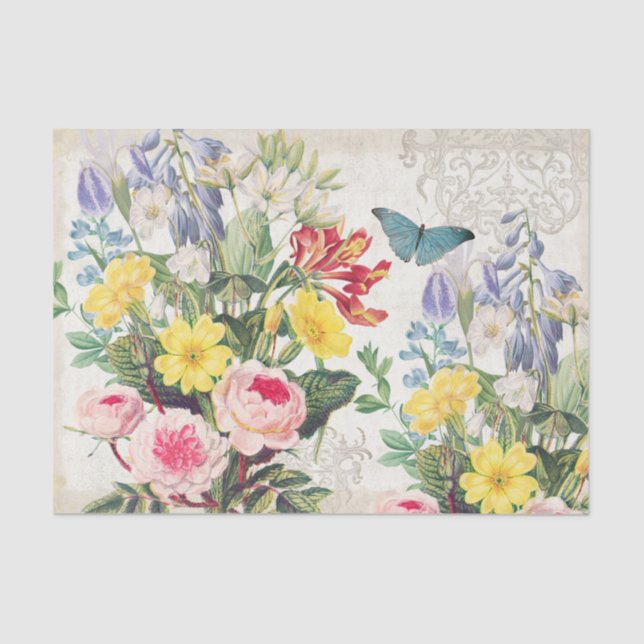 Mousseline Papier de tissus vintage floral (Recto)