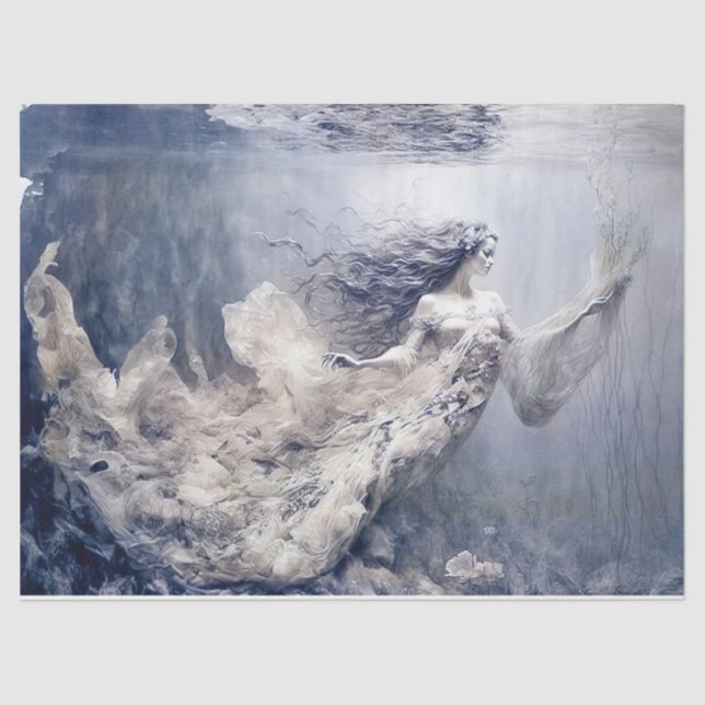 Mousseline Papier de tissus vintage Mermaid (Recto)