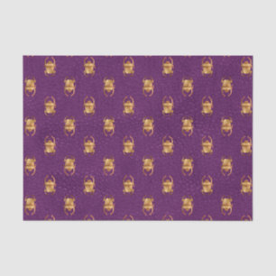 Mousseline Papier de tissus violet et or égyptien scarabée