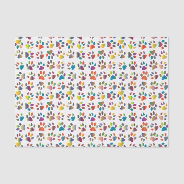 Mousseline Papier de tissus Whimsical Chien and Cat Paws (Recto)