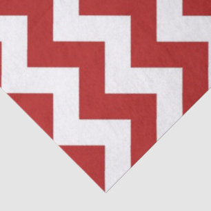 Mousseline Papier de tissus Zigzag rouge et blanc
