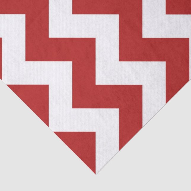 Mousseline Papier de tissus Zigzag rouge et blanc (Détail)