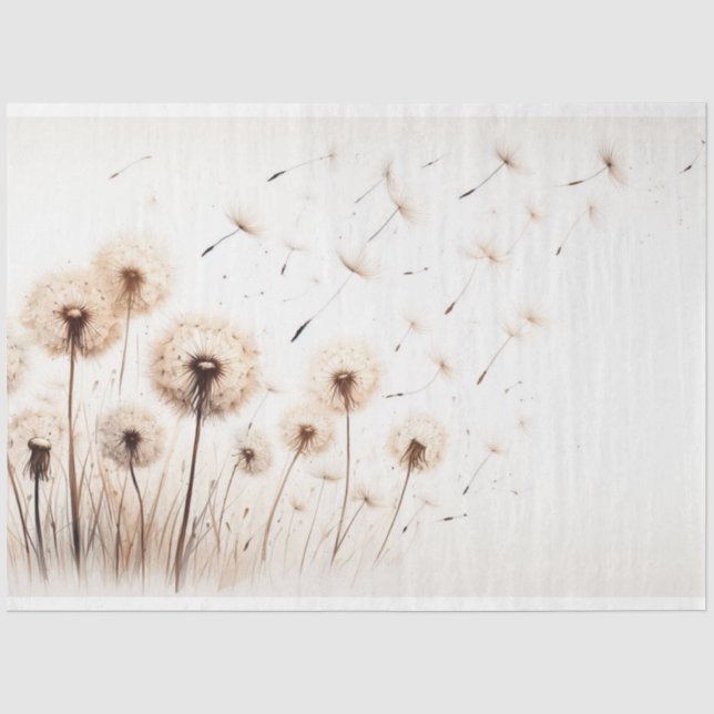 Mousseline Papier décolpage Fleurs de Dandelion Botanique (Recto)