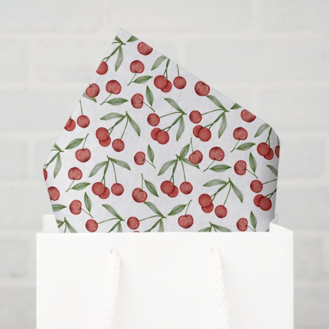 Mousseline Papier Décoratif Cerises, Fruits d'Été (Sac cadeau)
