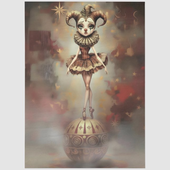 Mousseline Papier Découpage Clown Mélancolique  (Recto)