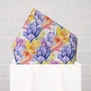 Mousseline Papier découpage Crocus Jaune Violet, Floral