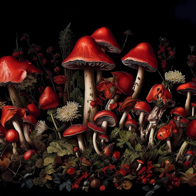 Mousseline Papier Découpage Forêt de Champignons Rouges (Créateur téléchargé)
