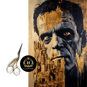 Mousseline Papier decoupage Frankenstein en papier mouchoir