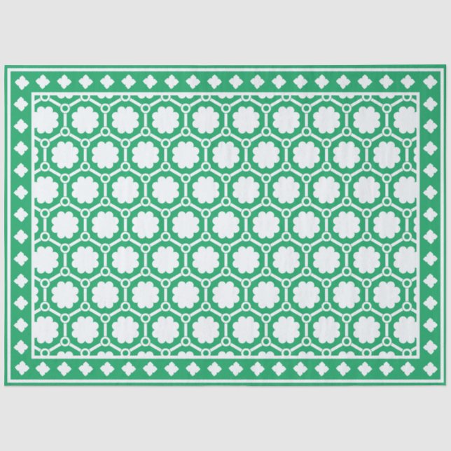 Mousseline Papier Découpage Incrustation d'Os Moderne Vert Cl (Recto)