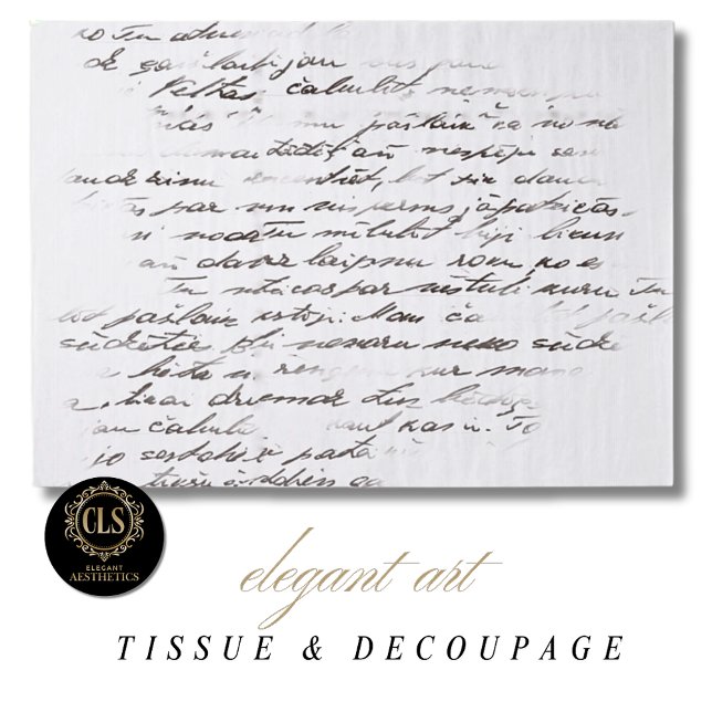 Mousseline Papier découpage lettre script vintage  (Tissue Paper - Vintage Script Letter Decoupage)