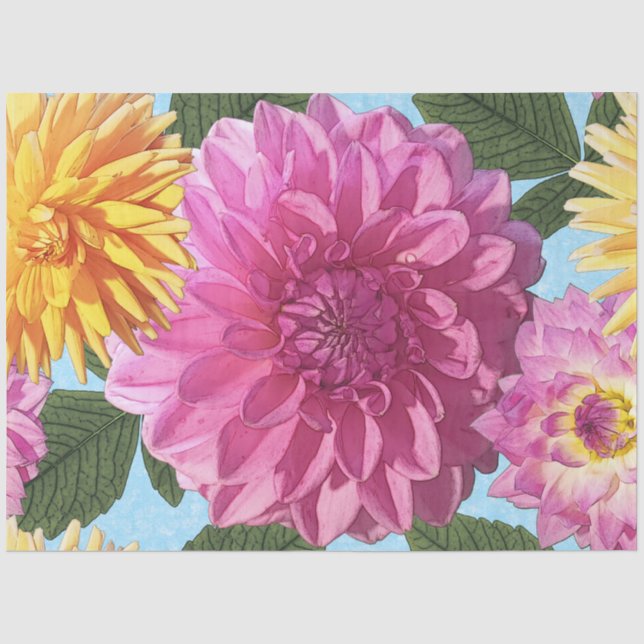 Mousseline Papier decoupage ou tissue Dahlia (Recto)