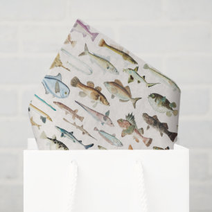 Mousseline Papier découpage poisson, faune marine