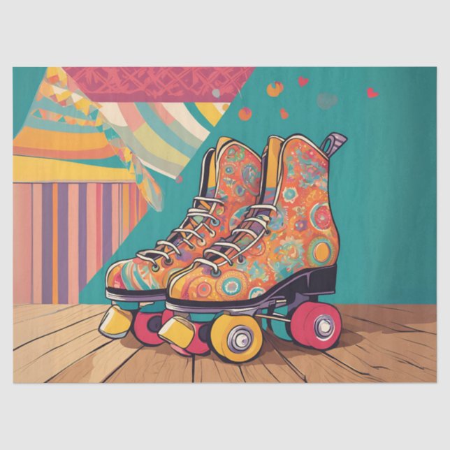 Mousseline Papier Découpage Rétro Patins à Roulettes (Recto)