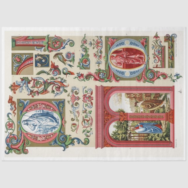 Mousseline Papier découpage rouge et or (Recto)