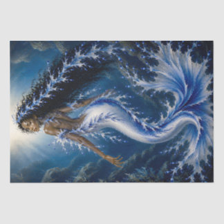 Mousseline Papier découpage Sirène Dragon de Mer Bleu Océan S