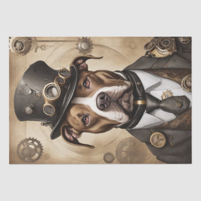 Mousseline Papier découpage Steampunk Pitbull (Recto)