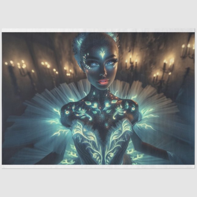 Mousseline Papier découpage surréaliste brillant (Recto)