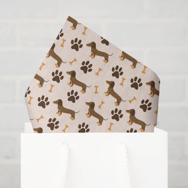 Mousseline Papier découpage teckel, chien de Vienne (Sac cadeau)