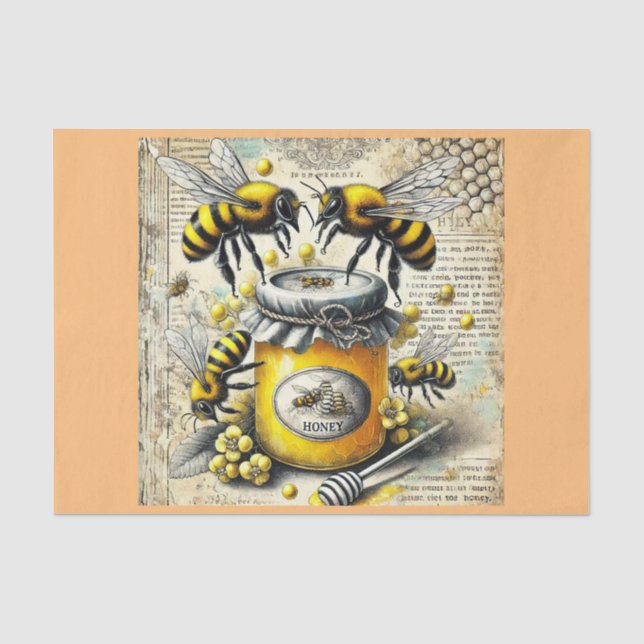 Mousseline papier découpage tissue avec abeilles (Recto)